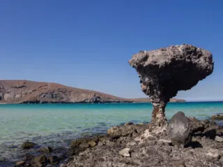 Famous Mushroom Rock at Balandra Beach, La Paz, Mexico