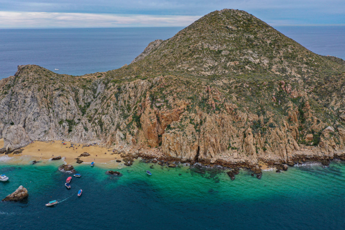 Aerial view of a beach in Los Cabos