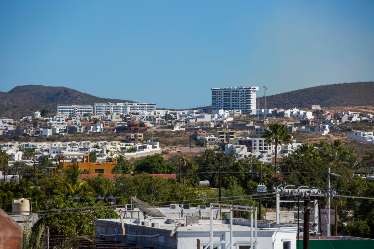 View of the city of La Paz, Baja California Sur, Mexico and the surrounding mountains.