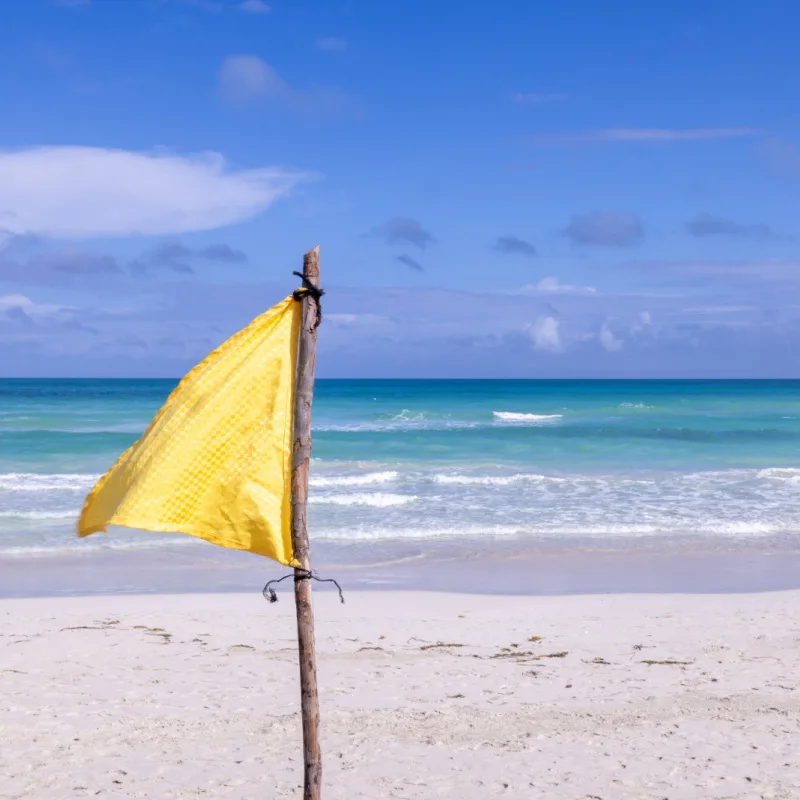 Yellow flag on a beach