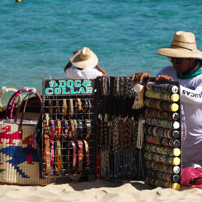 Vendors Set Up on a Los Cabos, Mexico Beach