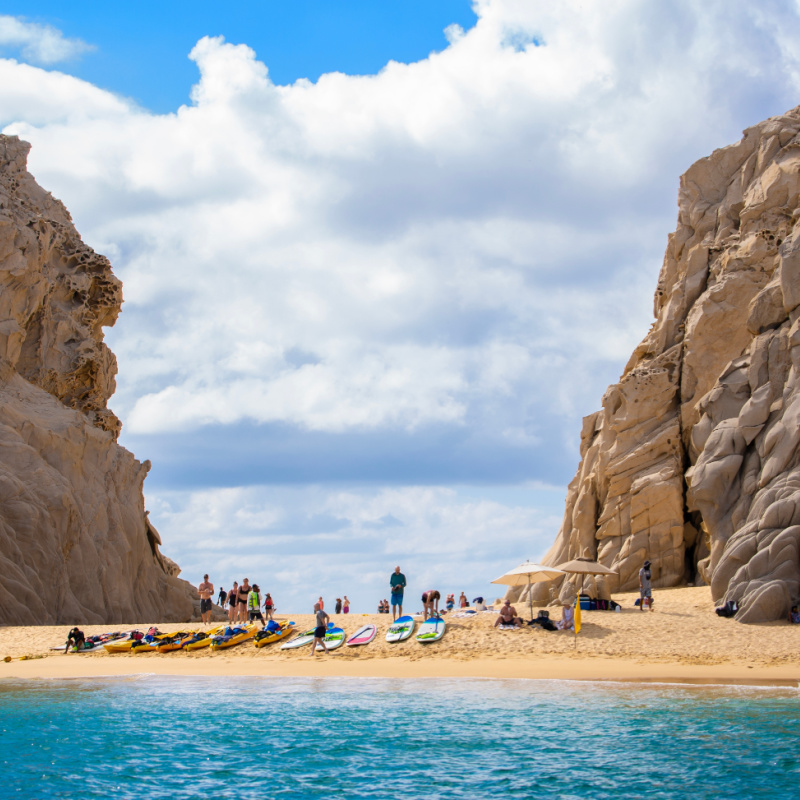 Tourists On Lover's Beach in Cabo San Lucas, Mexico