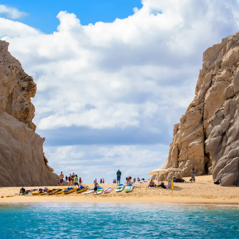 Tourists On Lover's Beach in Cabo San Lucas, Mexico