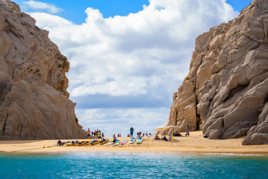 Tourists On Lover's Beach in Cabo San Lucas, Mexico