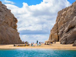 Tourists On Lover's Beach in Cabo San Lucas, Mexico