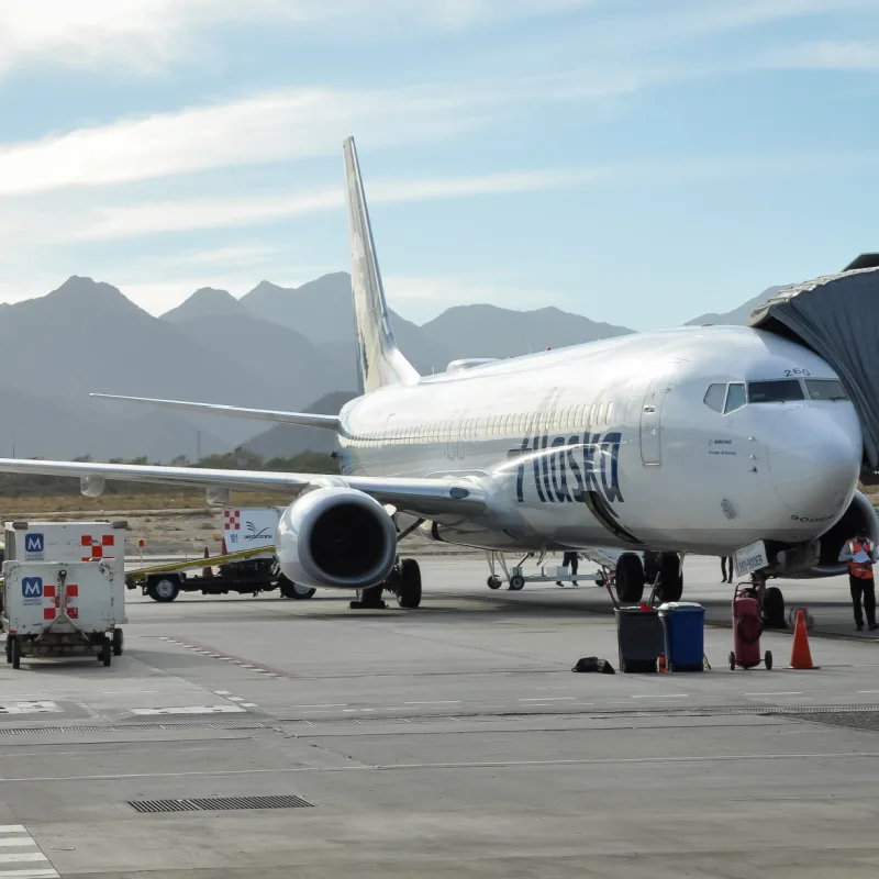 Alaska Airlines Plane on the Tarmac at Los Cabos Airport in San Jose del Cabo