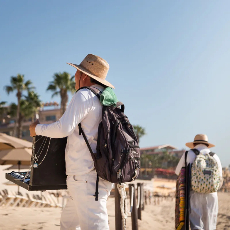 Vendors on a Beach in Cabo San Lucas, Mexico