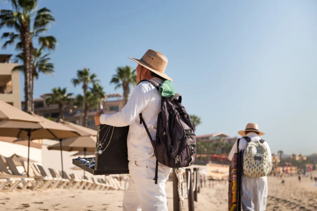 Vendors on a Beach in Cabo San Lucas, Mexico