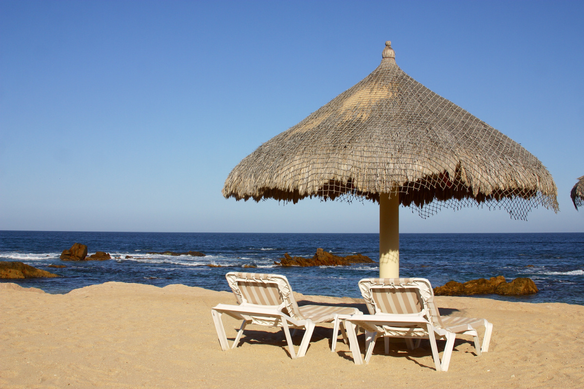 Chairs Under a Palapa on a Los Cabos, Mexico Beach