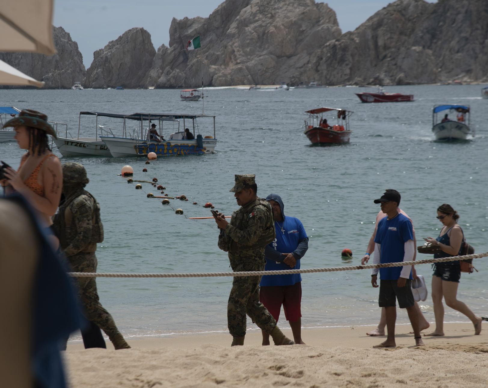 Military patrol busy Cabo Beach