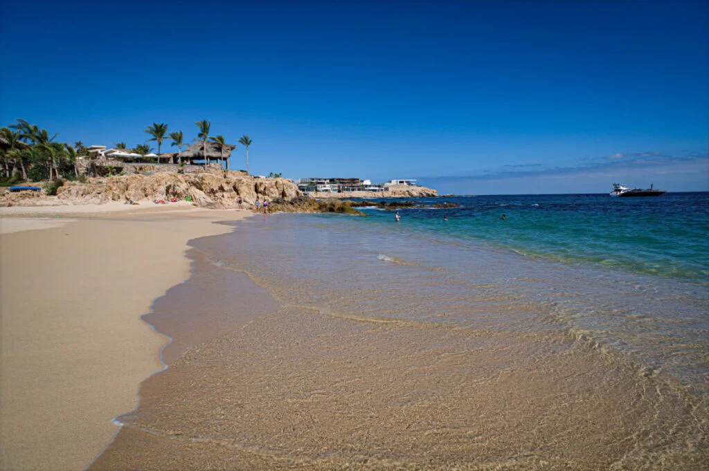 SAN JOSE DEL CABO, B.C.S., MEXICO View of empty stretch of Playa Chileno beach, one of the few swimmable beaches in the Los Cabos area.