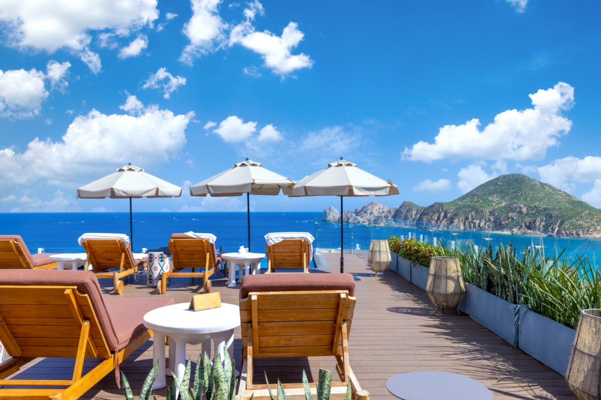 View of Los Cabos arch from beautiful rooftop deck
