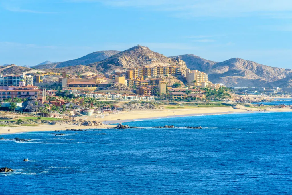 View of resorts in Cabo from the ocean