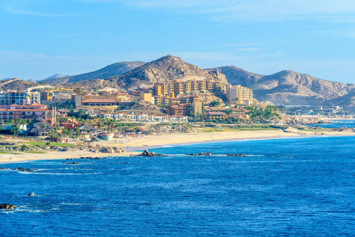 View of resorts in Cabo from the ocean