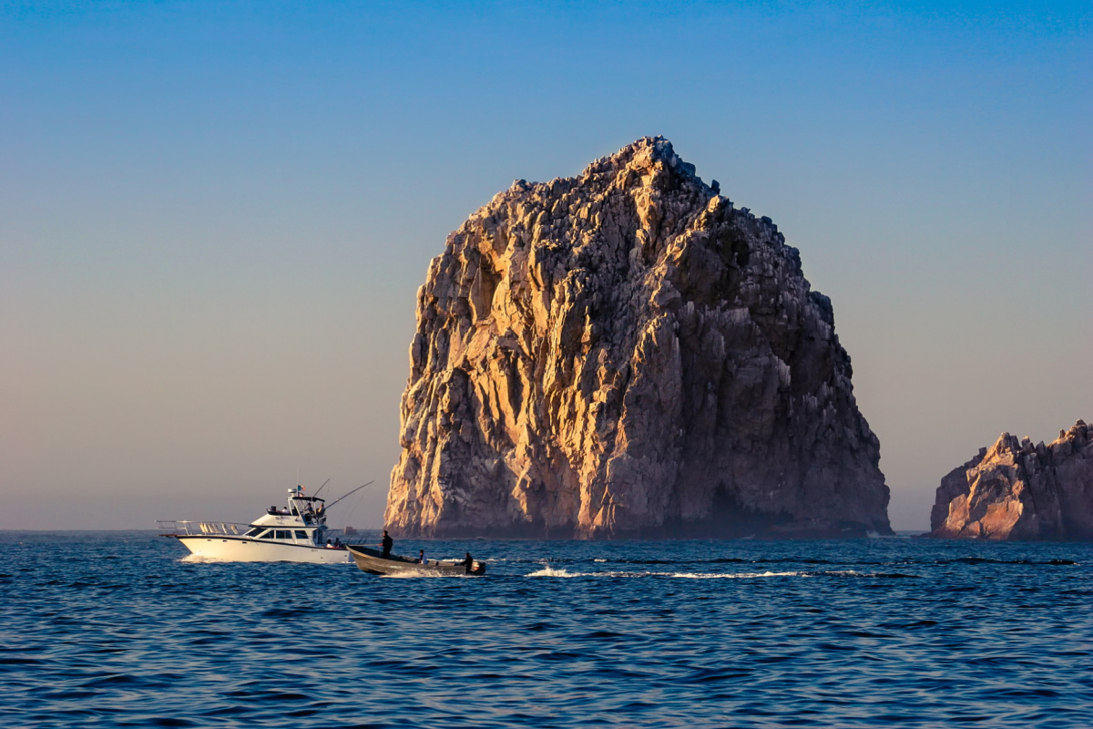 Sportfishing boat near the arch of los cabos