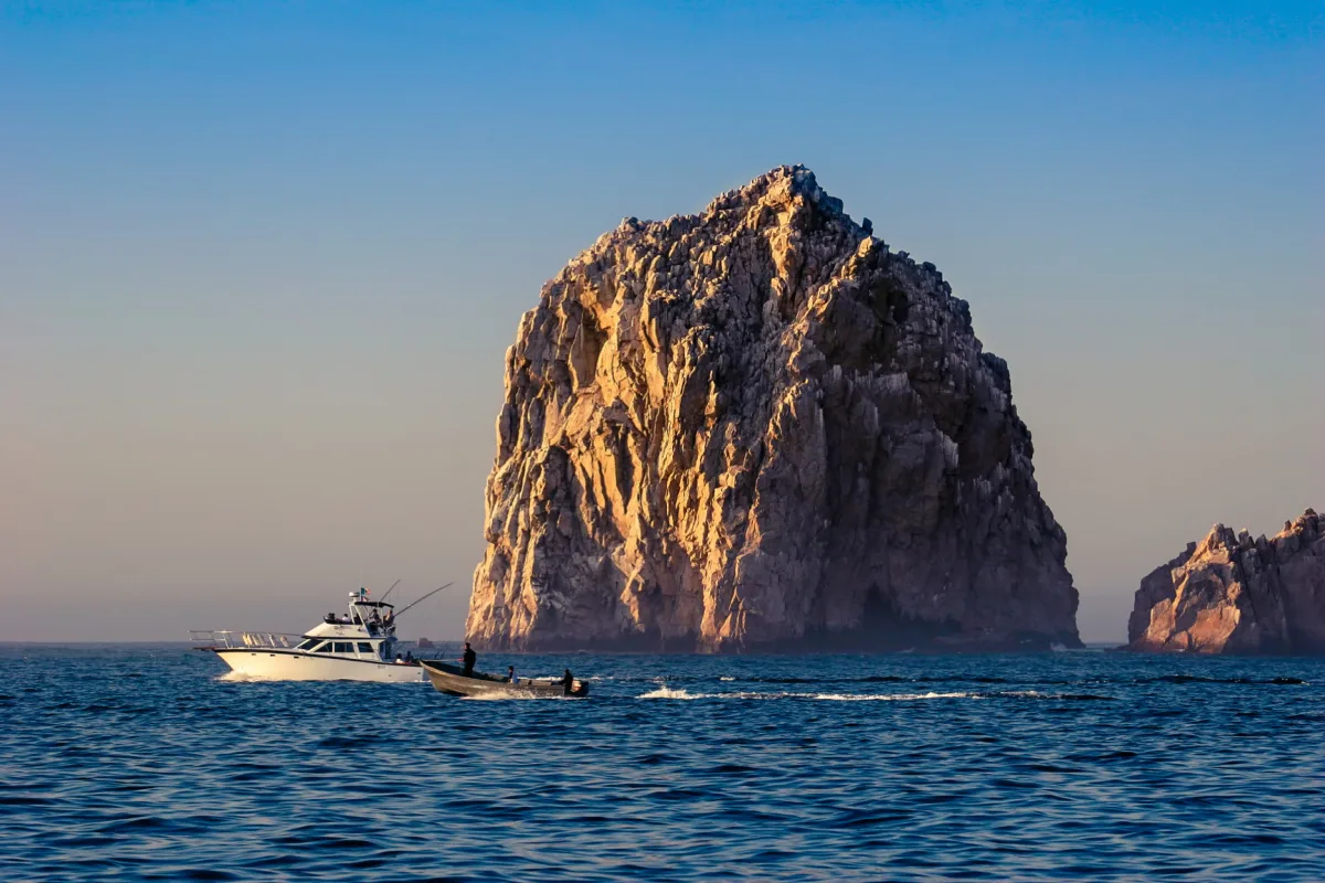 Sportfishing boat near the arch of los cabos