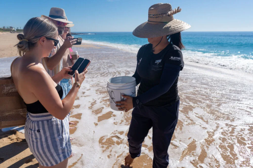 Guests attending turtle release