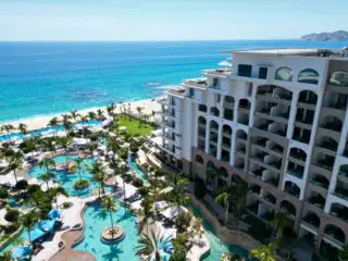 Aerial view of Villa La Valencia in Los Cabos, Drone shot