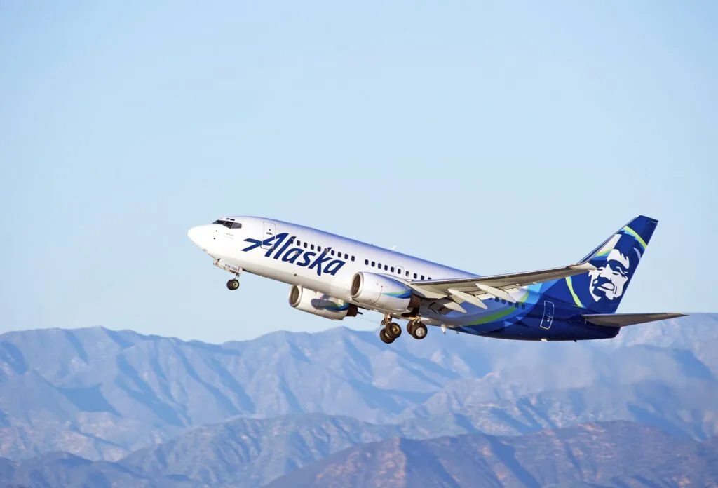 Alaska Airlines plane taking off