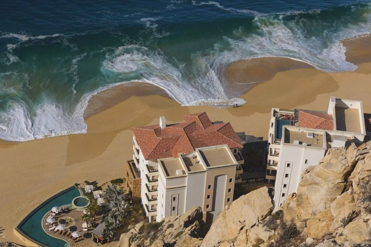 Waves come in on Los Cabos beach at resort