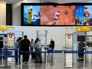 Los Cabos Airport Customs Area. Where Travelers press button