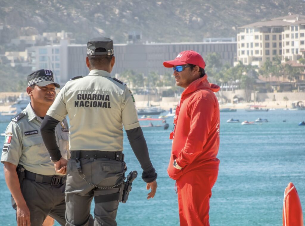 Medano beach lifeguard talks with National guard