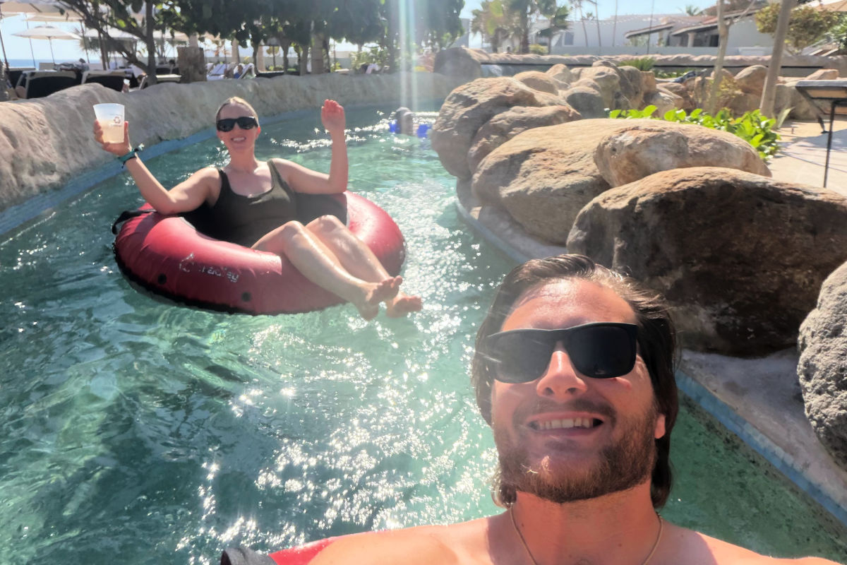 Tyler Fox in lazy river at Villa la Valencia
