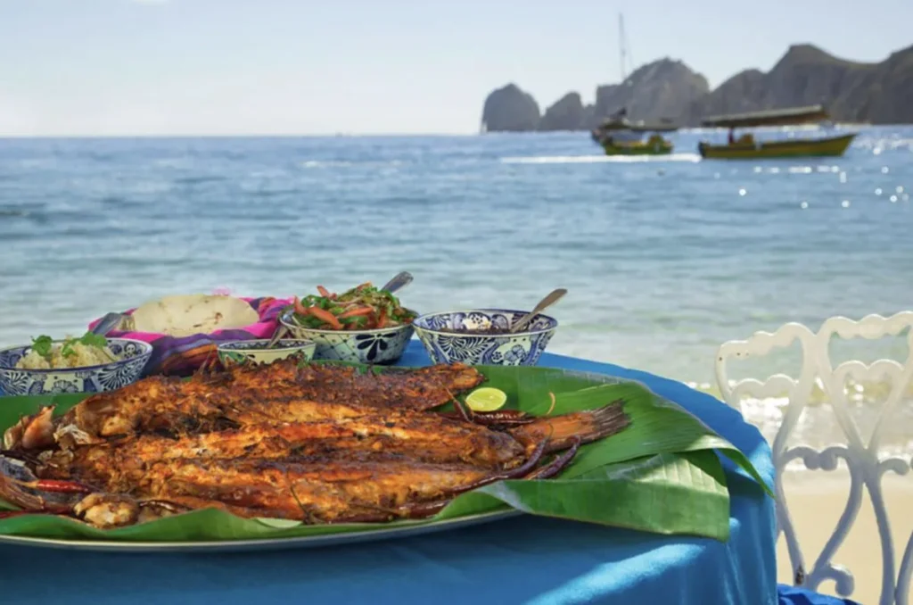 Office meal on beach