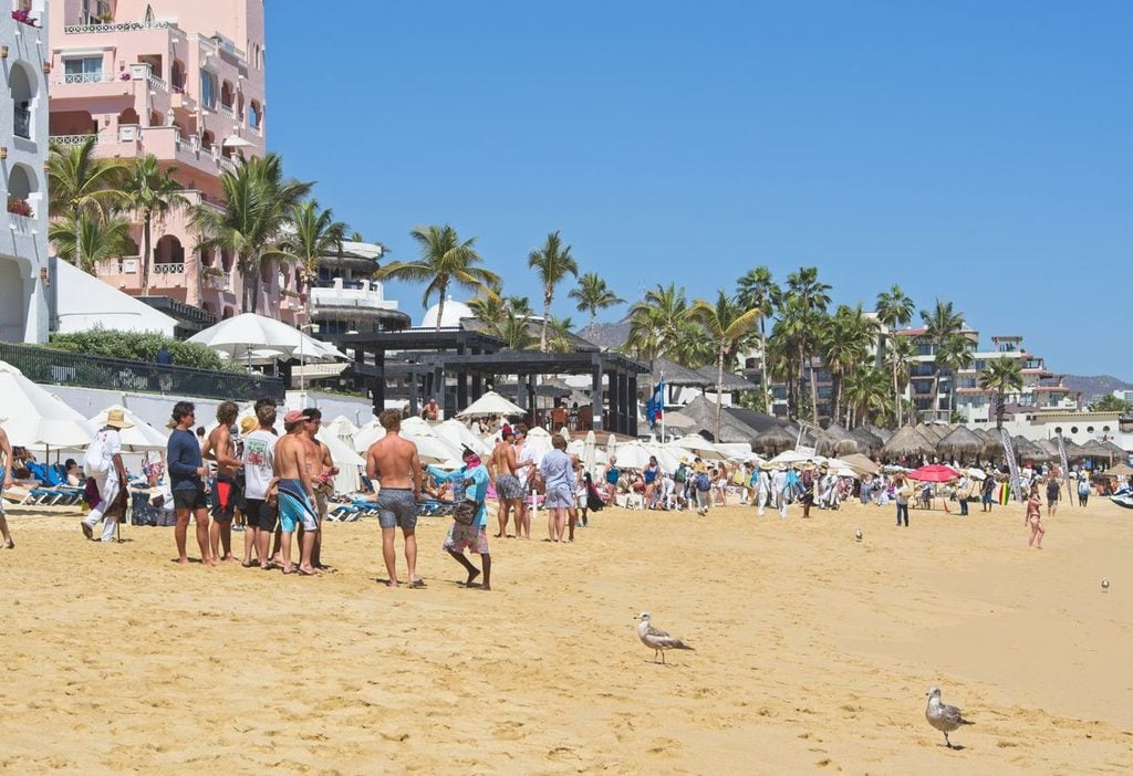 Tourists on beach